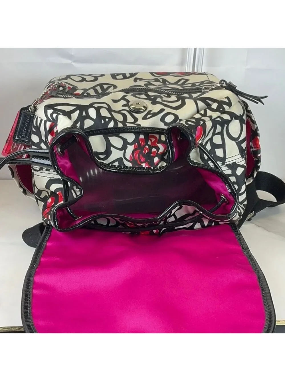 Coach Poppy Y2K Daisy Floral Graffiti Nylon‎ Backpack Bag